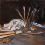 Escena estilo bodegón en colores cálidos