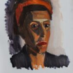 Retrato de mujer en tonos cálidos.